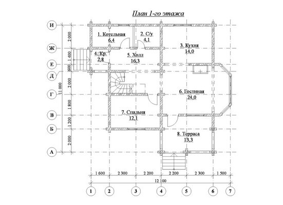 Проект дома КД-7 план 1 этажа